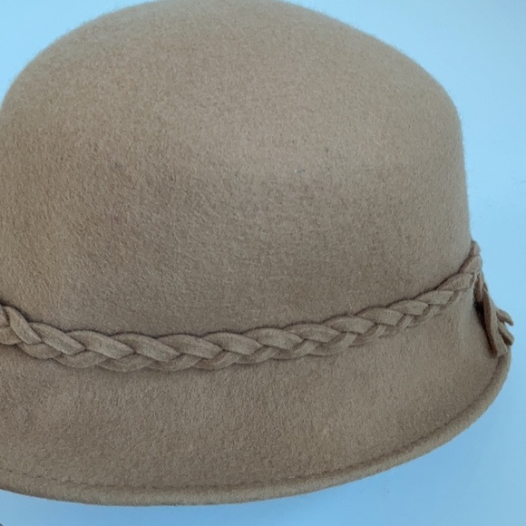 100% wool winter camel bucket hat w braided trim main image 6